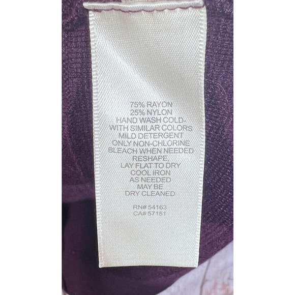 Eliza J Women's Wine Sweater Dress With Cutwork 3/4 Sleeve Fit & Flare Size L - Picture 9 of 13